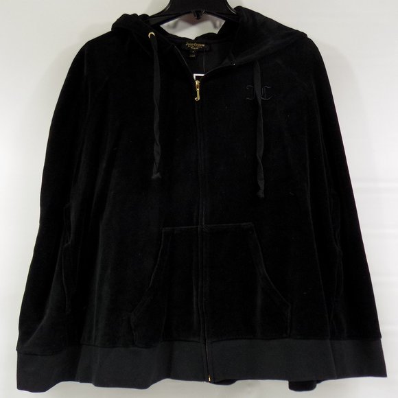 Juicy Couture Black Label Black Velour Hooded Poncho Size Small NWT - Picture 3 of 12